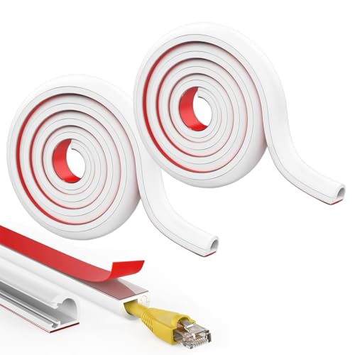 Serplex® Floor Cord Cover, Self Adhesive PVC Cable Hider, Reusable Cuttable Cord Protector for Power Wires, Floor Cable Management, Safety & Tidy Setup for Home Office Entertainment (2X 6.6 Feet) - Image 1