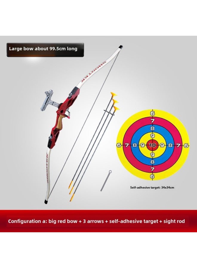 Traditional Sucker Children's Bow And Arrow Toy Suit Parent-Child Outdoor Competitive Archery Shooting Reflex Compound Bow Stand-Color:Red 3 Arrow Sticker Target - Image 1