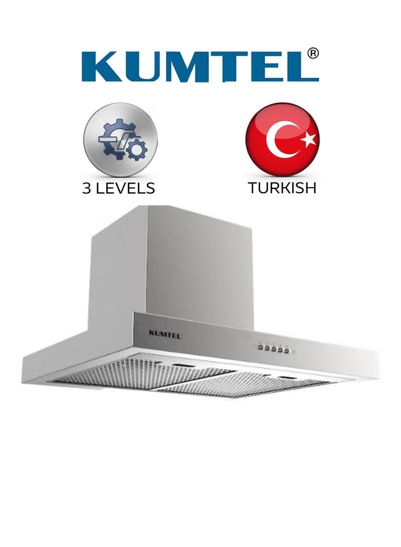 كومتيل شفاط مطبخ كومتل DT6-61 جداري مدمج، مقاس 60 سم، قوة شفط 750 م³/ساعة، 3 سرعات، ستانلس ستيل، إضاءة LED، فلاتر قابلة للغسل في غسالة الأطباق - Image 1