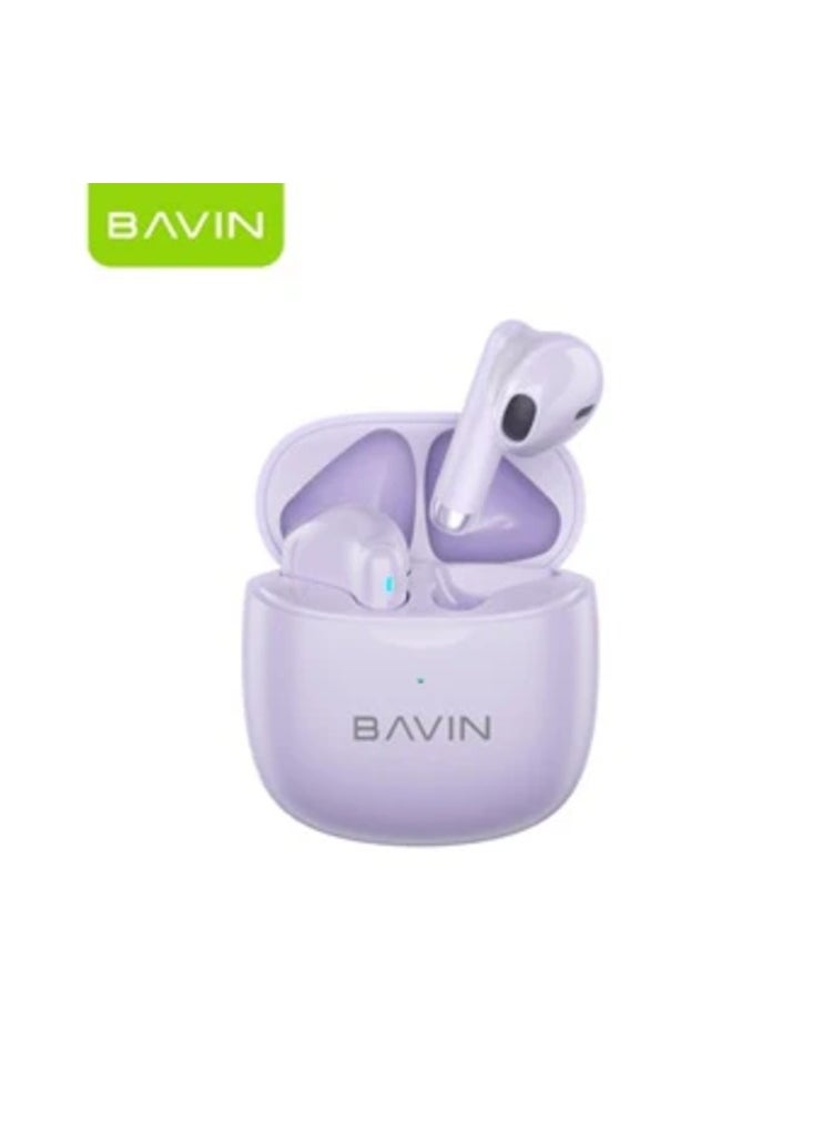 Bavin - BAVIN -19 TWS Bluetooth 5.3 Touch Wireless Earphones High Sound With Pure Music And Stereo Sound Purple - Image 1