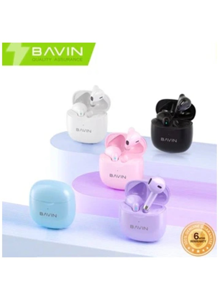 Bavin - BAVIN -19 TWS Bluetooth 5.3 Touch Wireless Earphones High Sound With Pure Music And Stereo Sound Purple - Image 1