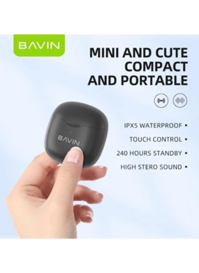 Bavin - BAVIN -19 TWS Bluetooth 5.3 Touch Wireless Earphones High Sound With Pure Music And Stereo Sound Purple - Image 1