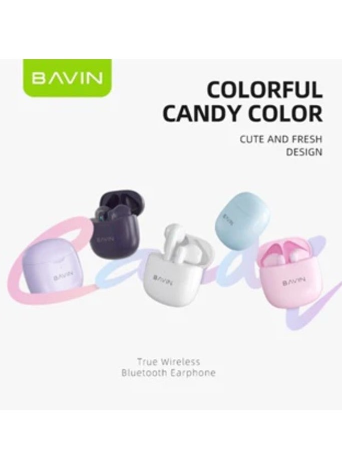 Bavin - BAVIN -19 TWS Bluetooth 5.3 Touch Wireless Earphones High Sound With Pure Music And Stereo Sound Purple - Image 1