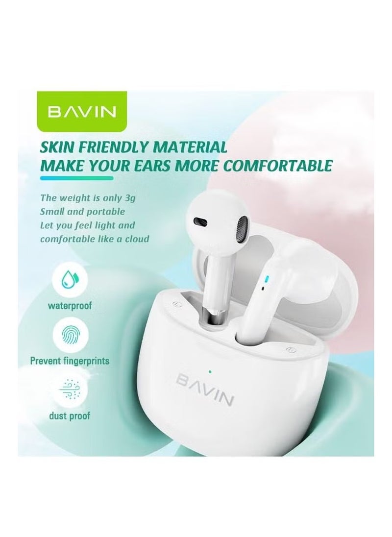 Bavin - BAVIN -19 TWS Bluetooth 5.3 Touch Wireless Earphones High Sound With Pure Music And Stereo Sound Purple - Image 1