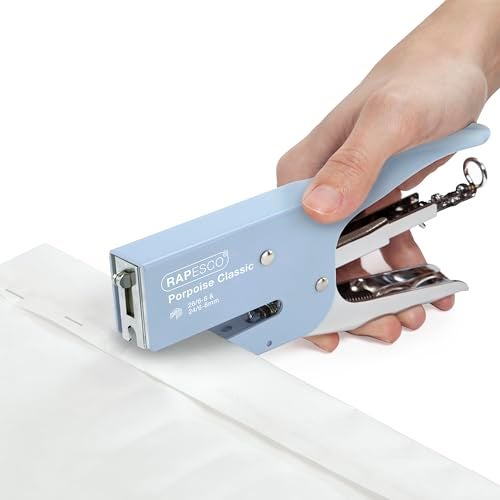Rapesco 1346 Porpoise Classic Stapling Plier, 45 Sheet Capacity, Uses Type 26 Standard (1/4" and 5/16") and Type 24 High-Capacity (1/4" and 5/16") Staples, All Metal, Powder Blue - Image 4