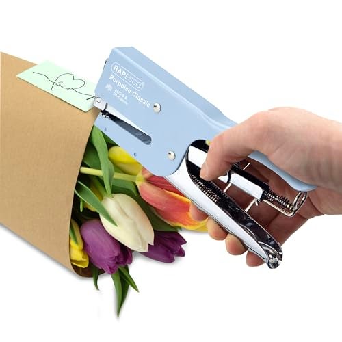 Rapesco 1346 Porpoise Classic Stapling Plier, 45 Sheet Capacity, Uses Type 26 Standard (1/4" and 5/16") and Type 24 High-Capacity (1/4" and 5/16") Staples, All Metal, Powder Blue - Image 3