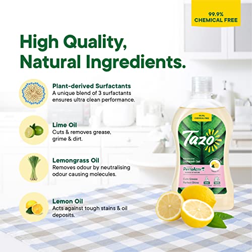 Tazo Dishwash Gel Liquid (500ML Pack of 2), Antimicrobial Dishwasher Liquid Effective On Grease & Oil, Biodegradable & Plant Powered, Safe Dish Cleaner For Baby Bottles & Utensils, Kills 99.99% Germs - Image 4