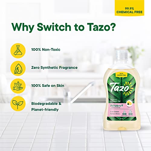 Tazo Dishwash Gel Liquid (500ML Pack of 2), Antimicrobial Dishwasher Liquid Effective On Grease & Oil, Biodegradable & Plant Powered, Safe Dish Cleaner For Baby Bottles & Utensils, Kills 99.99% Germs - Image 5