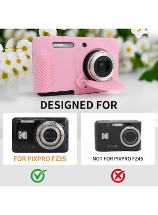 Silicone Case for Kodak PIXPRO FZ55 Camera, Soft Silicone PIXPRO FZ55 Protective Cover - with Removable Lens Cover - Slim Fit & Anti-Scratch - Pink - view 2
