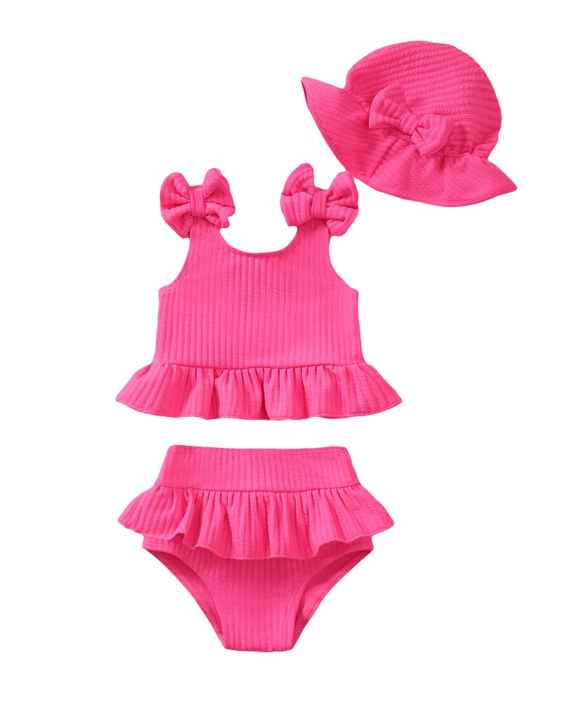 Mioglrie Baby Girl Swimsuit 12-18 Months Toddler Bathing Suit Two Piece Rose Pink Tankini Baby Girl's Swim Suit Summer Beach Bikini Set - Image 1