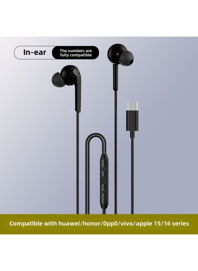 Generic - Unique X3C Headset Wired High Sound Quality For Apple 15 Huawei Xiaomi Mobile Phone Type-c In-ear Wire Control-Color:X3C + Upgraded Version  Black - Image 1