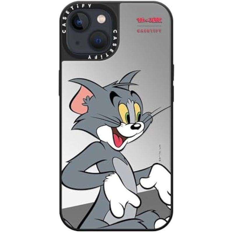 كاستيفي CASETiFY Mirror Case for iPhone 13 【Tom and Jerry Colab/Reflective / 4.9ft Drop Protection/Compatible with Magsafe】 - Tom Character - Silver on Black - Image 3