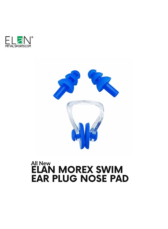 ELAN Morex Swimming Accessory Set - Blue - Ergonomic Silicone Ear Plugs & Non-Slip Nose Clip Set - Waterproof Sinus & Ear Protection for Professional & Fitness Swimmers - Includes Storage Case - Image 1