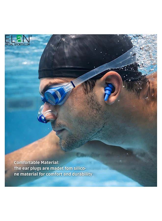 ELAN Morex Swimming Accessory Set - Blue - Ergonomic Silicone Ear Plugs & Non-Slip Nose Clip Set - Waterproof Sinus & Ear Protection for Professional & Fitness Swimmers - Includes Storage Case - Image 3