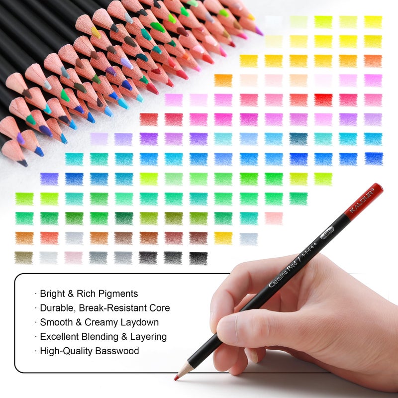 KALOUR 120 Colored Pencils Set with Carry Case, Sketchbook, Blender, Sharpeners & Color Chart, Oil-Based Soft Core,Professional Art Supplies for Adults and Artists - Image 3