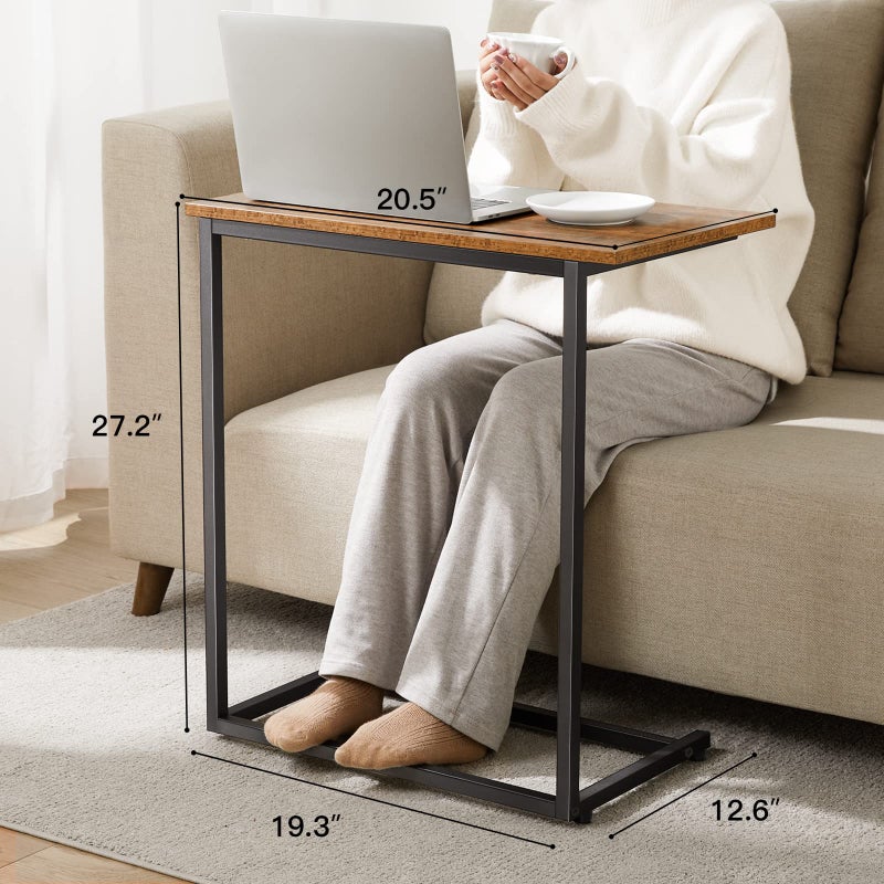 Pipishell C Shaped End Table 27 inches High, Side Table for Couch Slide Under, C Table Sofa Side End Table for Living Room - Image 5