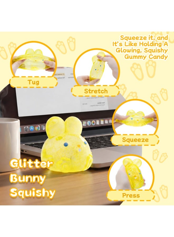 Glitter Yellow Easter Rabbit Squishy Squeeze Toy, Stress & Sensory Fidget Ball - Image 5