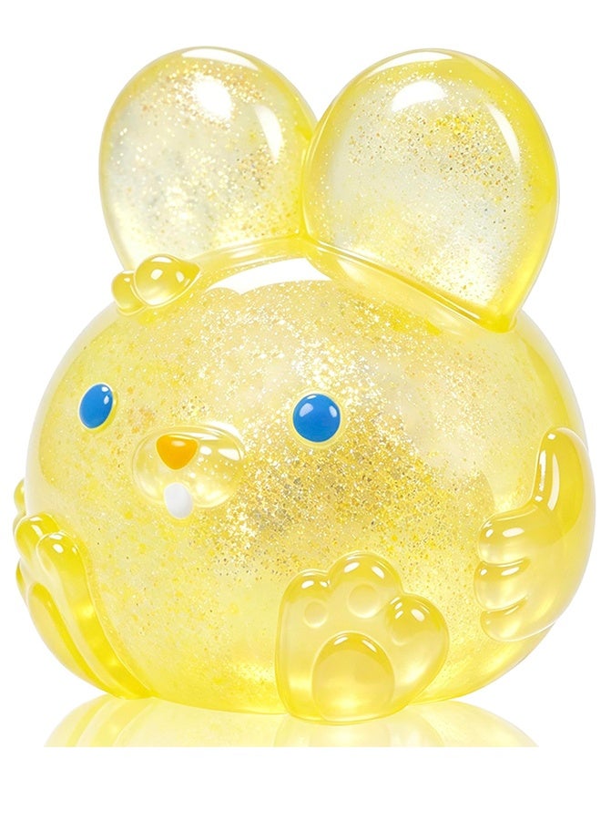 Glitter Yellow Easter Rabbit Squishy Squeeze Toy, Stress & Sensory Fidget Ball - Image 1