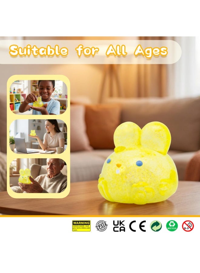 Glitter Yellow Easter Rabbit Squishy Squeeze Toy, Stress & Sensory Fidget Ball - Image 4