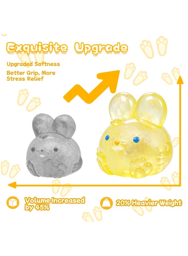 Glitter Yellow Easter Rabbit Squishy Squeeze Toy, Stress & Sensory Fidget Ball - Image 2