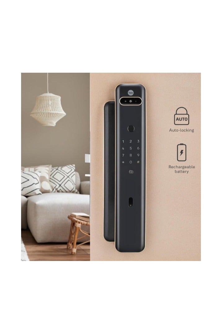 ييل قفل الباب الذكي Luna Pro Plus - دفع وسحب، التعرف على الوجه، بصمة الإصبع، رقم التعريف الشخصي (PIN)، تحديد الهوية بموجات الراديو (RFID)، قفل تلقائي، وصول عن بُعد - Image 3