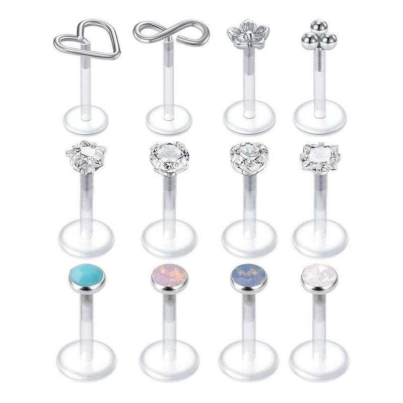MODRSA 16g Plastic Lip Rings Labret Studs Tragus Helix Cartilage Earrings Push in Flat Back Labret Lewelry Medusa Piercing Jewelry 8mm 5/16" - Image 1