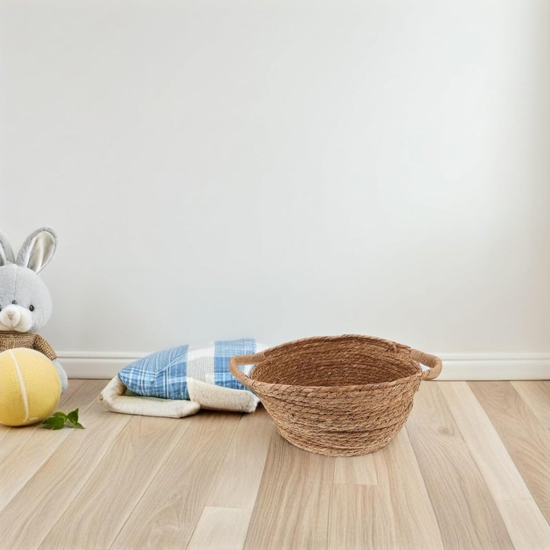 PRETYZOOM Newborn Photography Prop Basket with Handle Wicker Handheld Basket for Photo Shoot for Newborn Girl and Boy Photo Sessions - Image 3