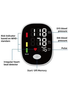 Furtey Upper Arm Blood Pressure Machine With 4.7-Inch Large Screen Adjustable Blood Pressure Cuff Fully Automatic Voice Broadcast Irregular Heartbeat Detector  - Image 5