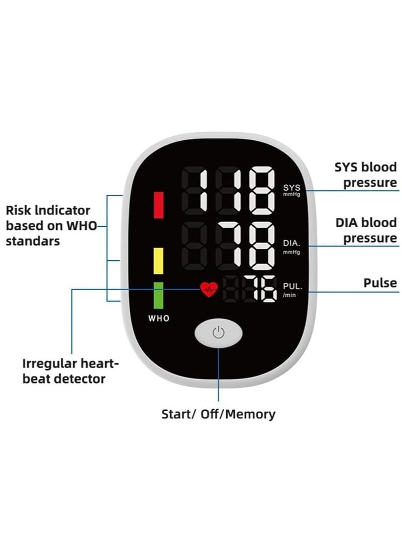 Furtey - Upper Arm Blood Pressure Machine With 4.7-Inch Large Screen Adjustable Blood Pressure Cuff Fully Automatic Voice Broadcast Irregular Heartbeat Detector - Image 1