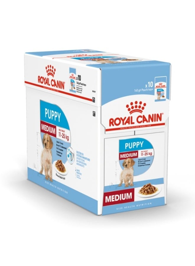 ROYAL CANIN Size Health Nutrition Medium Puppy (WET FOOD - Pouches) 10 x 140g - Image 1
