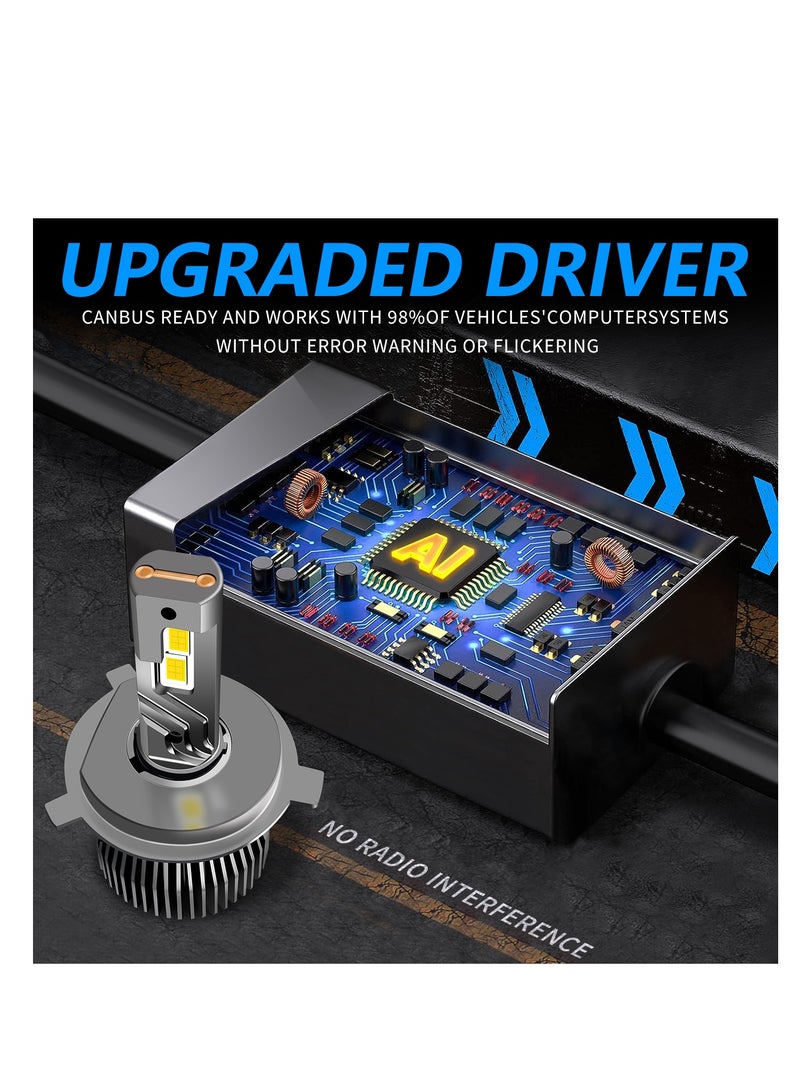 2-Piece Set H8/H9/H11 LED Headlight Bulb, 65W 6500K 12000LM High and Low Beam Halogen Replacement LED Bulb, Cool White Light, H8, H9, H11 Car Fog Light Cooling Fan Fog Bulb, Plug and Play, with Cooling Fan - Image 3