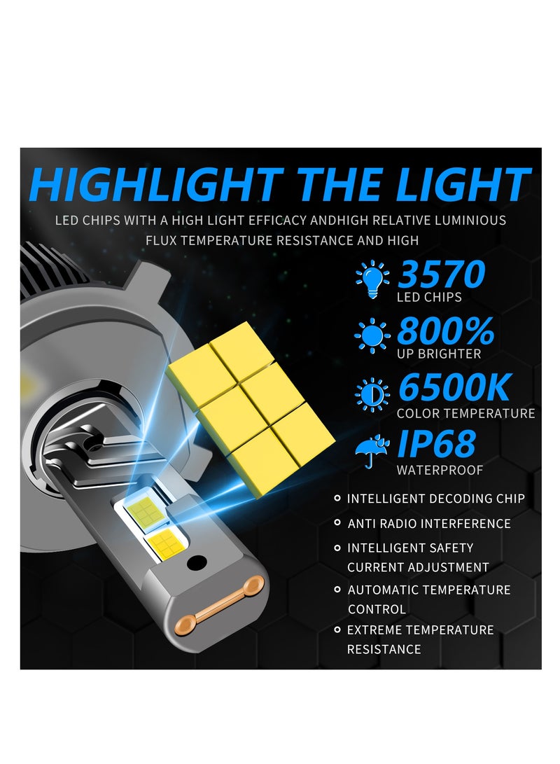 2-Piece Set H8/H9/H11 LED Headlight Bulb, 65W 6500K 12000LM High and Low Beam Halogen Replacement LED Bulb, Cool White Light, H8, H9, H11 Car Fog Light Cooling Fan Fog Bulb, Plug and Play, with Cooling Fan - Image 5