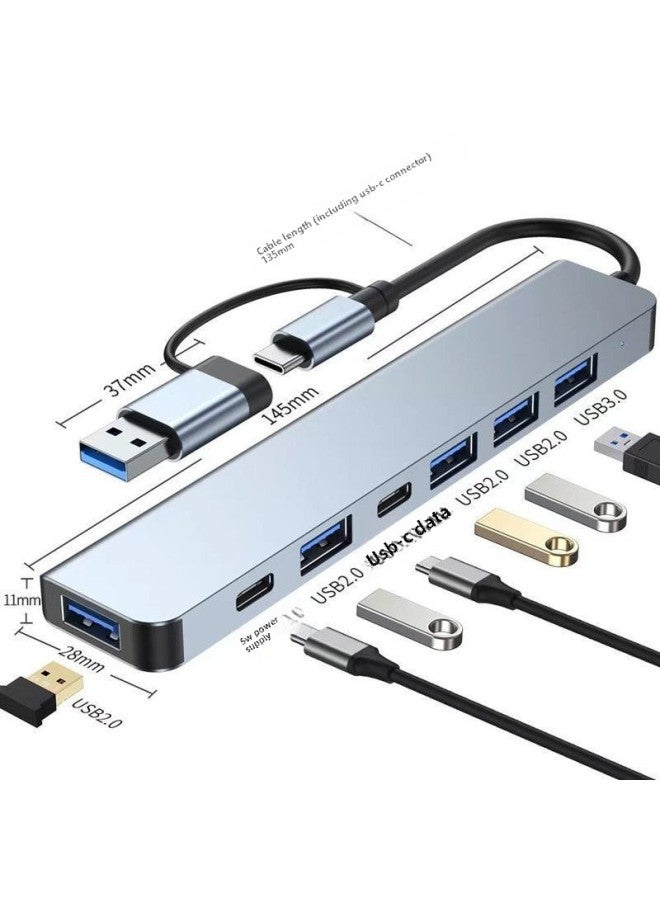 Typec Expansion Dock Usb3.0 Dual-port Docking Station Splitter Hub All-in-one Computer Tablet With Mouse And Keyboard-Number Of Interfaces:Double-head Seven-in-2 Expansion Usb+pd Power Supply  - Image 1