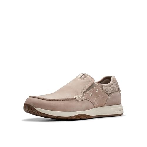 Clarks Men's Sailview Step Loafer, Light Grey Nubuck, 7 Wide - Image 1