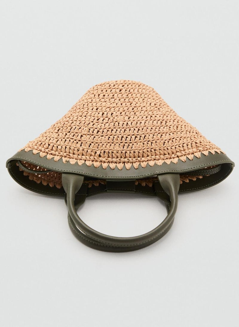 MANGO Small Double-Handle Natural Fibre Bag  - Image 3