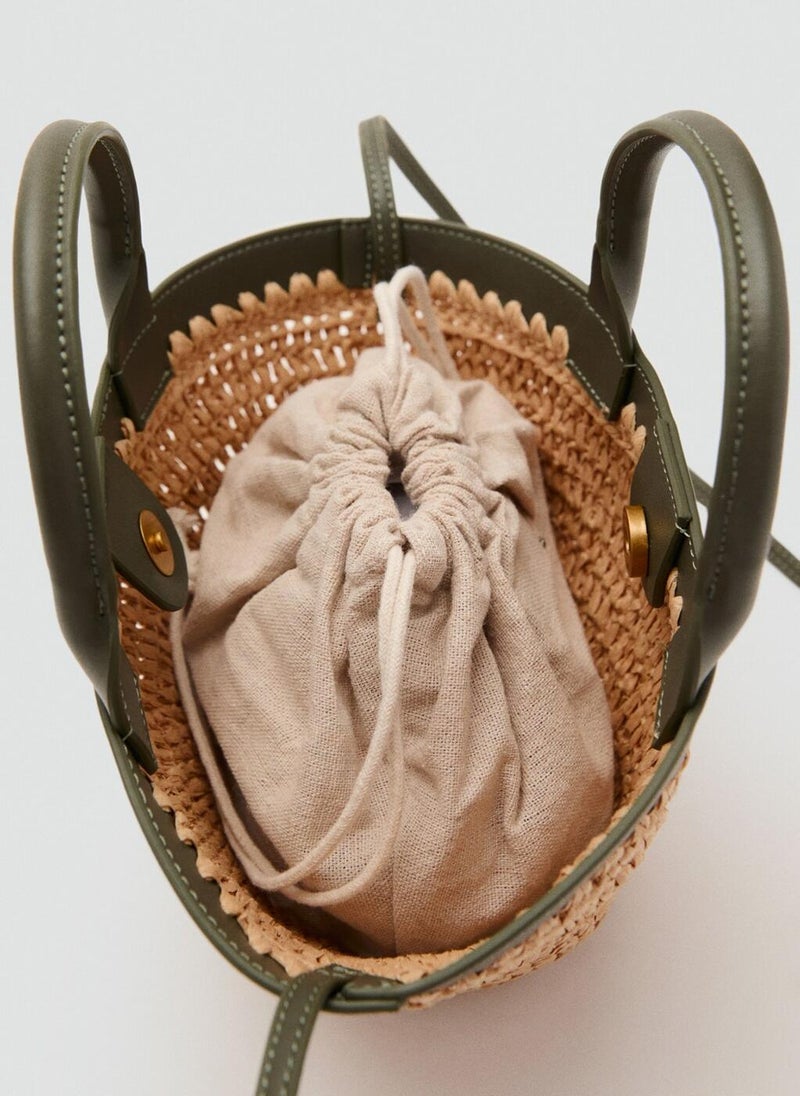 MANGO Small Double-Handle Natural Fibre Bag  - Image 4