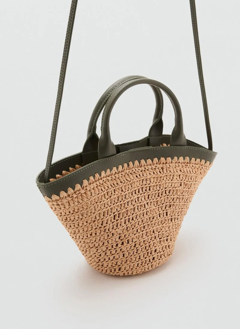 مانجو Small Double-Handle Natural Fibre Bag