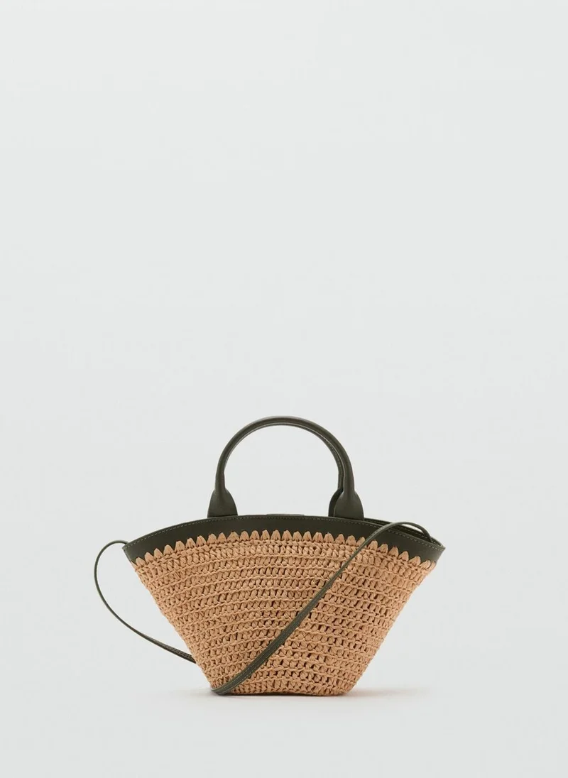 مانجو Small Double-Handle Natural Fibre Bag