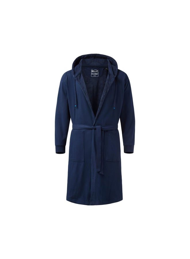 DudeRobe Men's Robe – Hooded TERRY Bath Robe for Men with Pockets | Soft, Comfy Men's Bathrobe from Shark Tank, Navy Blue, L - Image 2