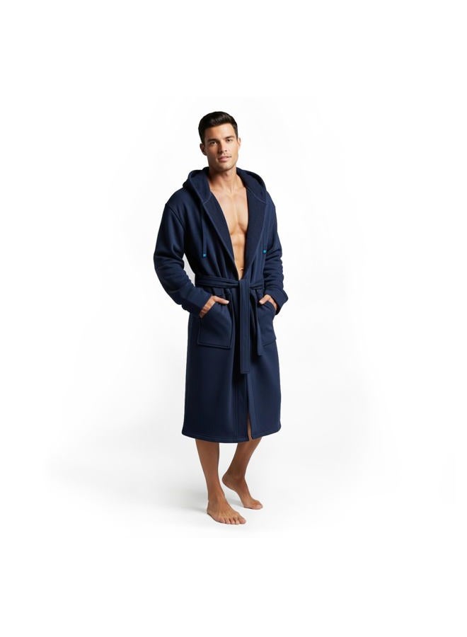 DudeRobe Men's Robe – Hooded TERRY Bath Robe for Men with Pockets | Soft, Comfy Men's Bathrobe from Shark Tank, Navy Blue, L - Image 1