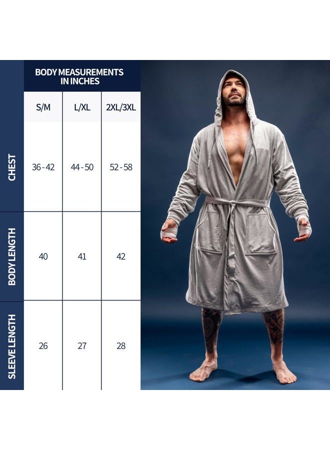 DudeRobe Men's Robe – Hooded TERRY Bath Robe for Men with Pockets | Soft, Comfy Men's Bathrobe from Shark Tank, Navy Blue, L - Image 5