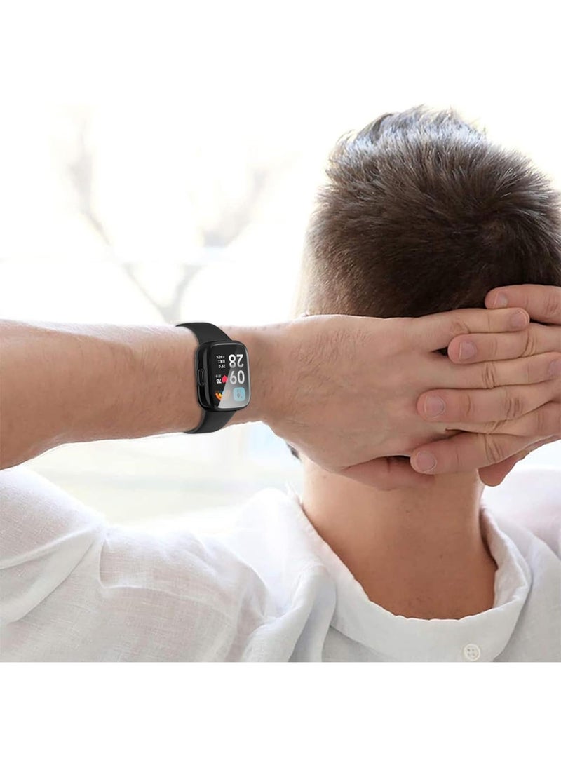 Case for Xiaomi Redmi Watch 3 Lite/Active - All-Around Built-in Screen Protector, Soft TPU Shockproof Cover, Slim Guard Thin Bumper Shell (Black) - Image 4