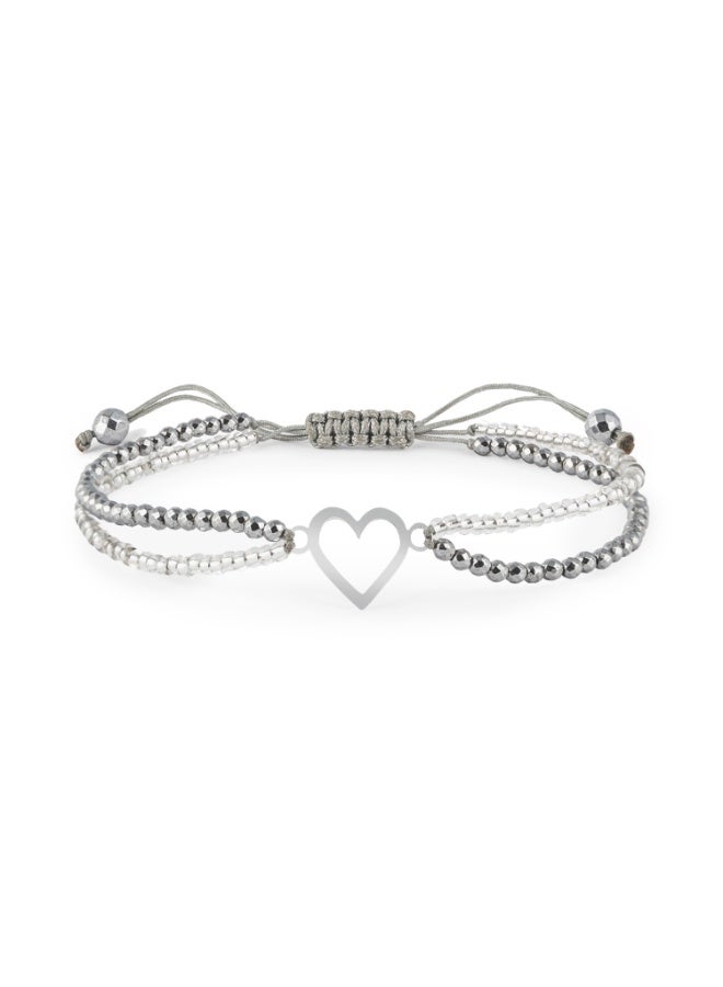 Minza “Ice Mini Heart” Women’s Bracelet, 925 Sterling Silver Heart Charm, Hematite & Czech Beads, Handmade Adjustable Bracelet for Women, Minimalist Jewelry for Everyday Wear & Special Occasion. - Image 2
