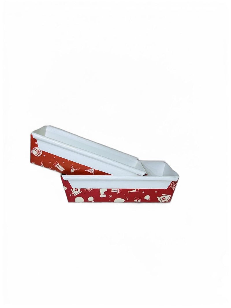 Baekence Bake and Serve Cake Moulds Christmas Mould Rectangular Baking Tray 200 Grams Red Pack of 10 pcs - Image 1
