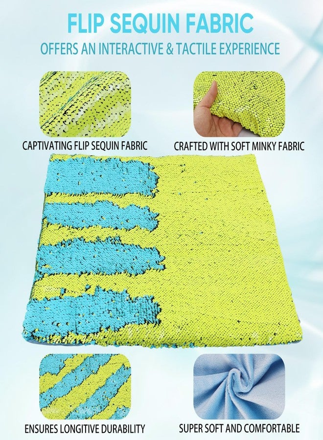 Hugsmiling Weighted Lap Pad for Kids - 5lbs Sensory Lap pad with Easy to Maneuver Sequins - Ideal for Kids Sensory Play (Yellow and Blue) - Image 3