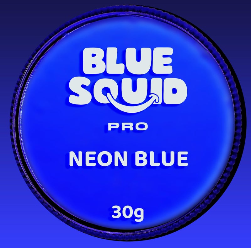 Blue Squid Face Paint Water Based Single Cake Professional Face Paint & Body Paint - Water Activated, Kids Adults Face Painting for Costume, Halloween Makeup, Cosplay - Neon Blue Face Paint 30g - Image 1