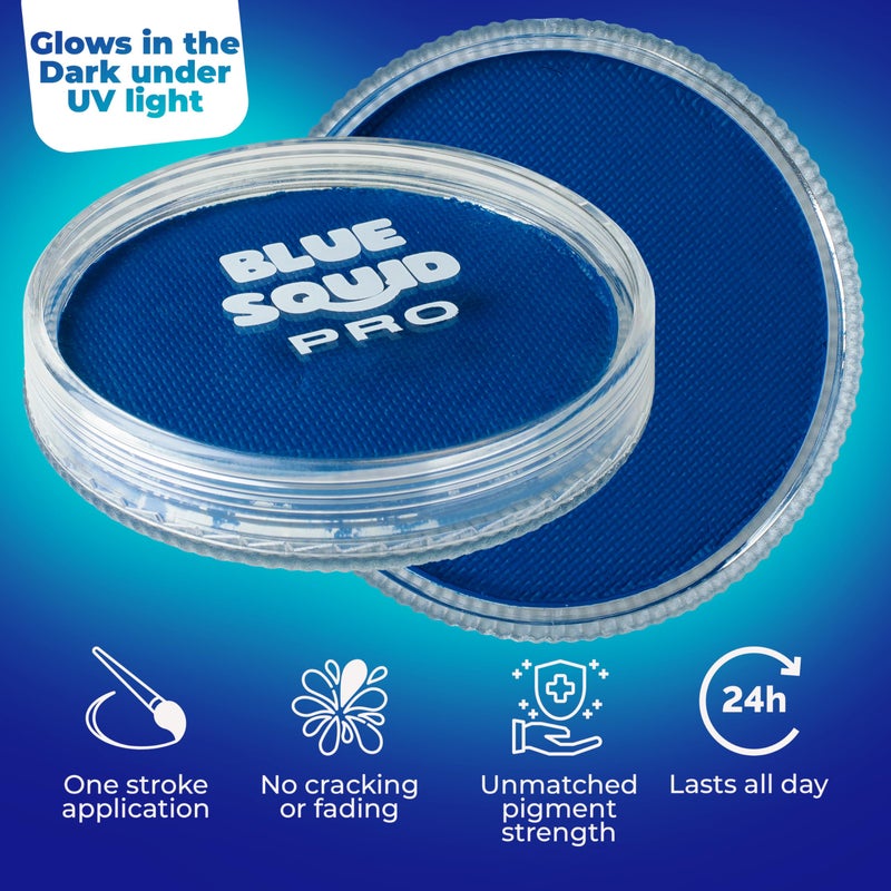 Blue Squid Face Paint Water Based Single Cake Professional Face Paint & Body Paint - Water Activated, Kids Adults Face Painting for Costume, Halloween Makeup, Cosplay - Neon Blue Face Paint 30g - Image 2