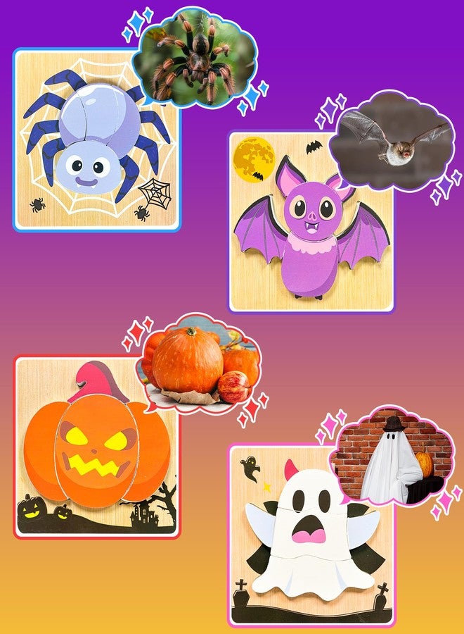 Oomloid Halloween Wooden Puzzles for Toddlers, 4 Pack Halloween Toys Party Favors Boo Basket Stuffers Treats, Montessori Toys Birthday Gifts for Kids Boys Girls - Image 4