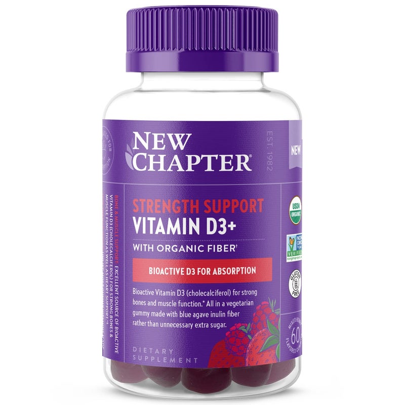 New Chapter Organic Vitamin D3 Gummies 72 Less Sugar 1000 IU USDA Organic Vitamin D ONE Daily Gummy for Strong Bones Muscle Function NonGMO Gluten Free Mixed Berry Flavored 60ct