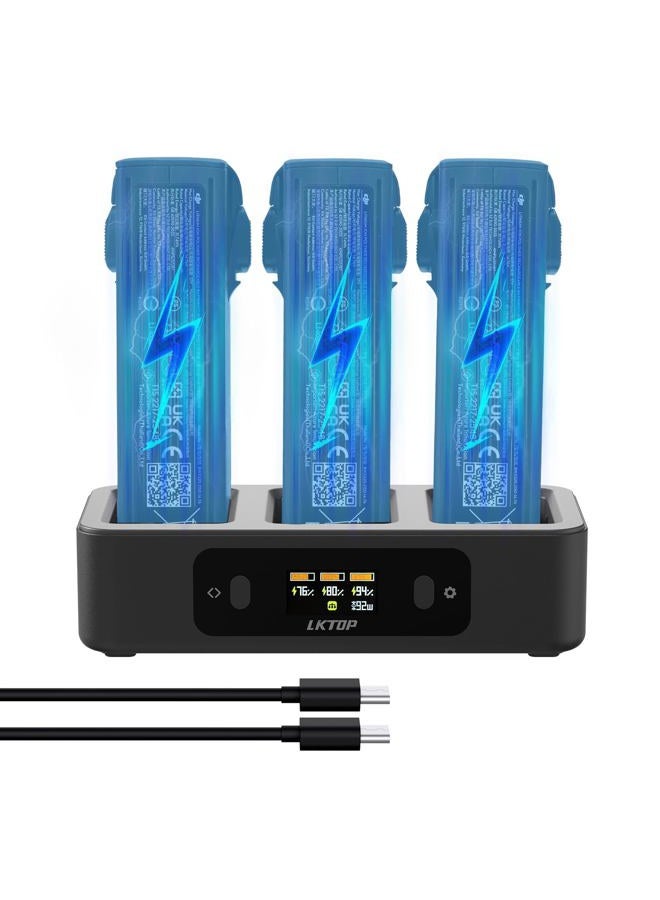 LKTOP Replacement DJI Avata 2 Battery Charging Hub (2X Super Fast) 100W Parallel Charger for DJI Avata 2 Drone Accessories USB-C Power Adapter, with LED Screen Display (Charge 3 Batteries: 1hr 10min) - Image 1